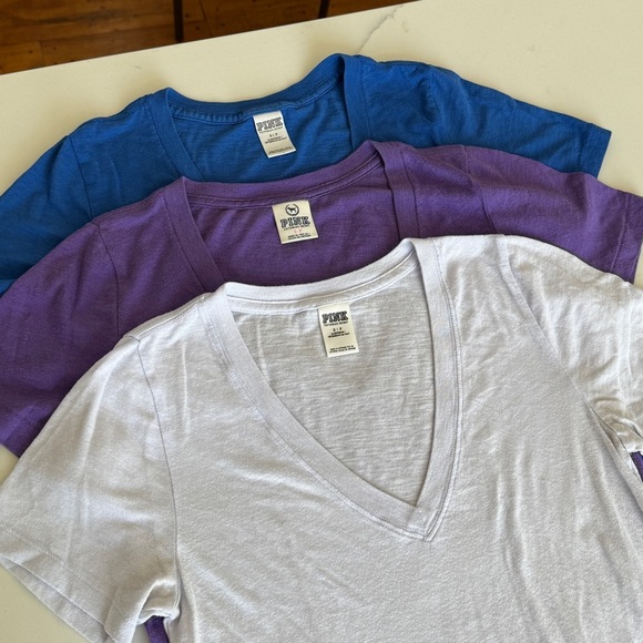 PINK Victoria's Secret Tops - PINK Favorite Tee BUNDLE of 3 Small Blue Purple